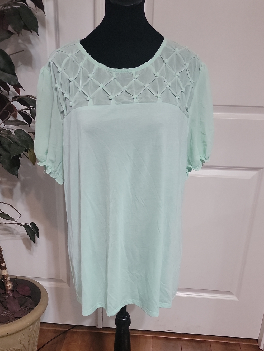 Jaclyn Smith Mint Green Short Sleeve Blouse